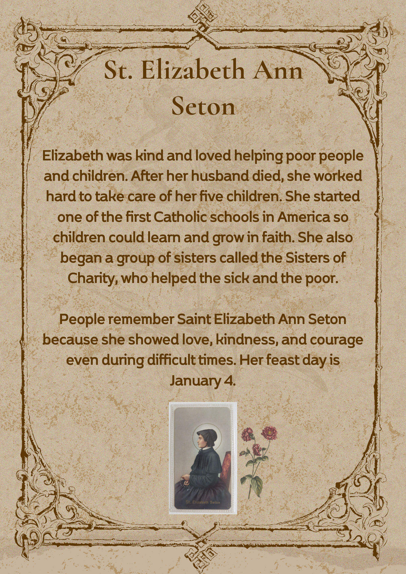 Sunday School St. Elizabeth Ann Seton Worksheet